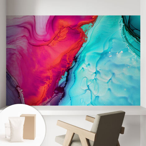 Papier peint intissé avec imprimé pour décoration intérieure pour rénovation a motif - Colle incluse gratuite Vague colorée 104x70 cm (1/5)
