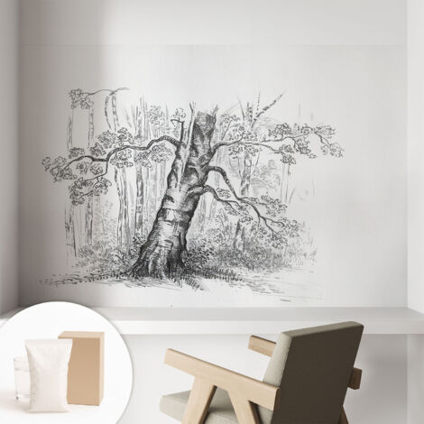 Papier peint intissé avec imprimé pour décoration intérieure pour rénovation a motif - Colle incluse gratuite Arbre forestier 104x70 cm (1/5)