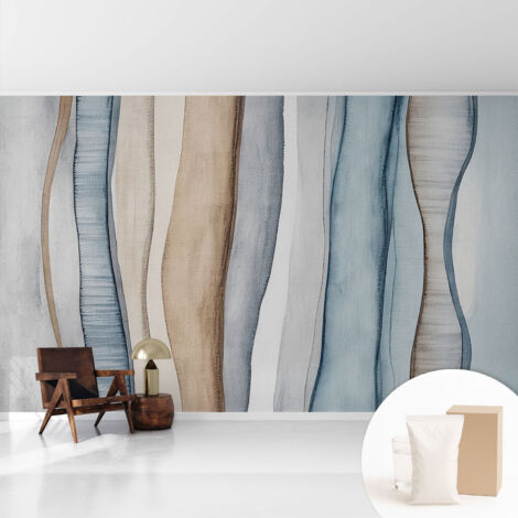 Papier peint intissé décoratif avec motifs pour salon et chambre a motif - Colle incluse gratuite Rayures abstraites 416x254 cm (1/5)