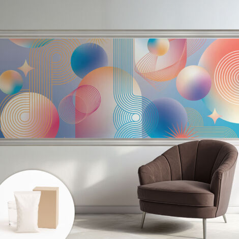 Papier peint intissé avec imprimé pour décoration intérieure pour rénovation a motif - Colle incluse gratuite Abstraction colorée 250x104 cm (1/5)