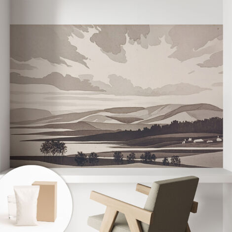 Papier peint intissé avec imprimé pour décoration intérieure pour rénovation a motif - Colle incluse gratuite Paysage paisible 104x70 cm (1/5)