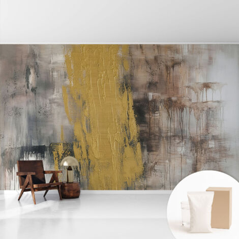 Papier peint intissé avec imprimé pour décoration intérieure pour rénovation a motif - Colle incluse gratuite Vision abstraite 416x254 cm (1/5)
