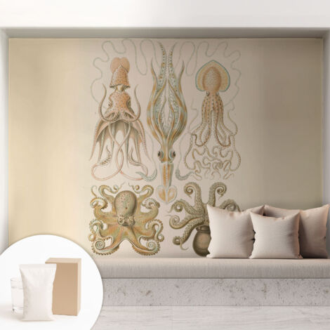 Papier peint intissé avec imprimé pour cuisine facile à appliquer pour mur pour salon a motif - Colle incluse gratuite Vie marine 208x146 cm (1/5)