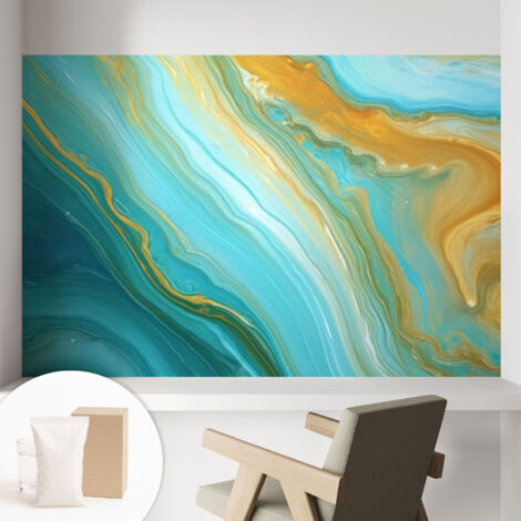 Papier peint intissé décoratif pour chambre et salon Design moderne à poser facilement - Colle incluse gratuite Vagues abstraites 104x70 cm (1/5)