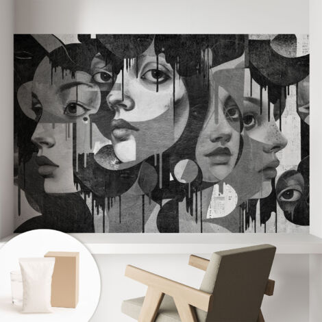 Papier peint intissé avec imprimé pour décoration intérieure pour rénovation a motif - Colle incluse gratuite Visages féminins 104x70 cm (1/5)
