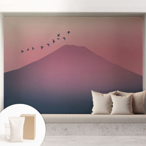 Papier peint intissé décoratif pour salon chambre et cuisine Facile à poser avec colle Coucher de soleil en montagne 208x146 cm (1/5)