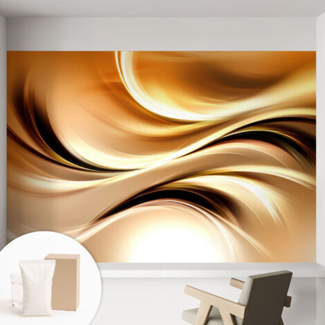 Papier peint intissé mural classique avec imprimé motifs décoratifs design élégant non‑tissé Lignes fluides 152x104 cm (1/5)