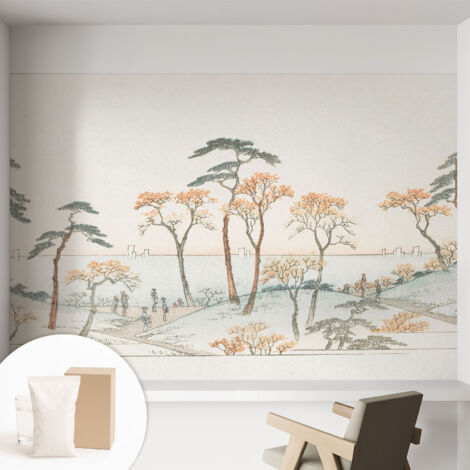 Papier peint intissé mural pour salon chambre à coucher tendance et originale - Colle incluse gratuite Paysage serein 152x104 cm (1/5)