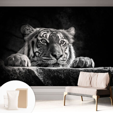 Papier peint intissé mural avec imprimé motifs uniques apparence moderne - Colle incluse gratuite Regard prédateur 312x219 cm (1/5)
