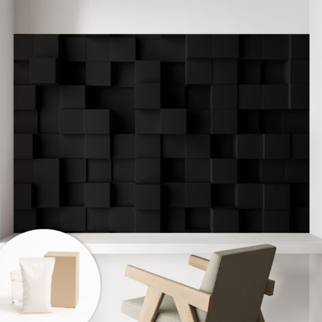 Papier peint intissé décoratif pour salon chambre et cuisine Facile à poser avec colle Cubes en trois dimensions 104x70 cm (1/5)