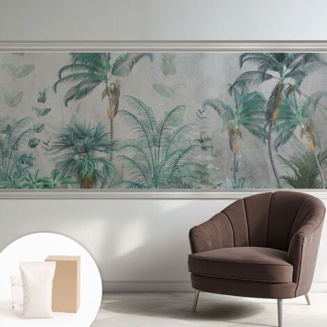 Papier peint intissé avec imprimé pour décoration intérieure pour rénovation a motif - Colle incluse gratuite Oasis exotique 250x104 cm (1/5)