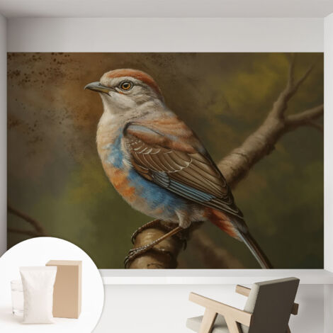 Papier peint intissé décoratif avec colle pour salon chambre et bureau Installation rapide Portrait d'oiseau 152x104 cm (1/5)