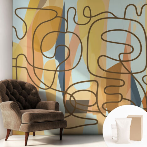Papier peint intissé avec imprimé pour décoration intérieure pour rénovation a motif - Colle incluse gratuite Formes abstraites 250x250 cm (1/5)