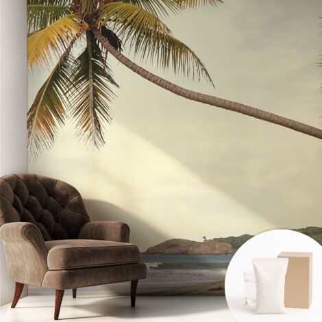 Papier peint intissé mural classique avec imprimé motifs décoratifs design élégant non‑tissé Paysage tropical 250x250 cm (1/5)