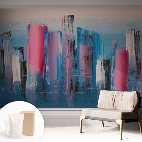 Papier peint intissé mural pour salon chambre à coucher tendance et originale - Colle incluse gratuite Bandes abstraites 312x219 cm (1/5)