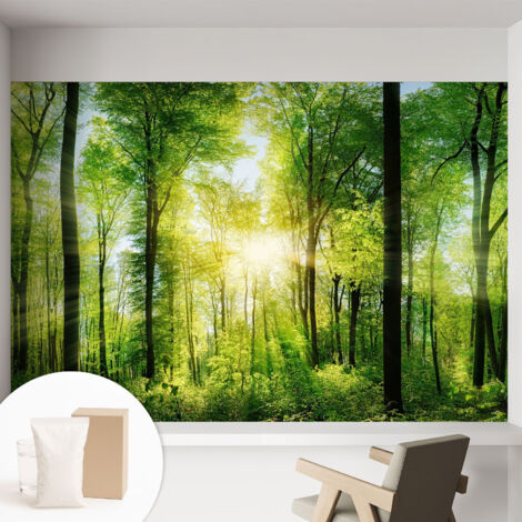 Papier peint intissé décoratif pour salon chambre et cuisine Facile à poser avec colle Harmonie de la forêt 152x104 cm (1/5)
