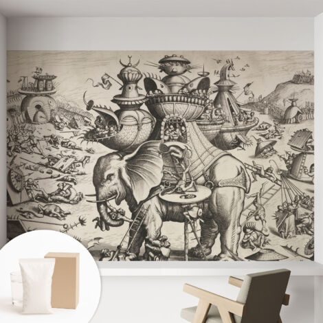 Papier peint intissé pour salon chambre à coucher peint imprimé pour mur - Colle incluse gratuite Bataille grotesque 152x104 cm (1/5)