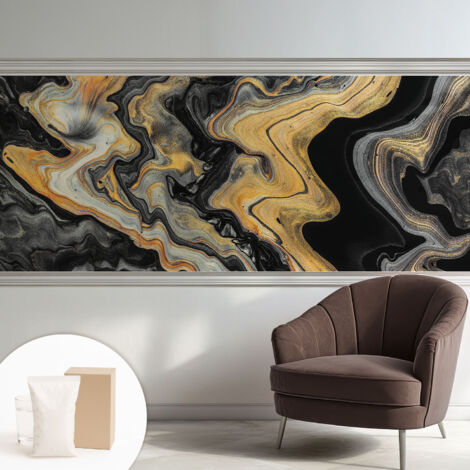Papier peint intissé mural classique avec imprimé motifs décoratifs design élégant non‑tissé Kaléidoscope de lignes 250x104 cm (1/5)