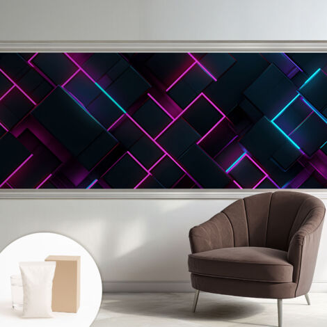 Papier peint intissé avec imprimé pour décoration intérieure pour rénovation a motif - Colle incluse gratuite Géométrie néon 250x104 cm (1/5)