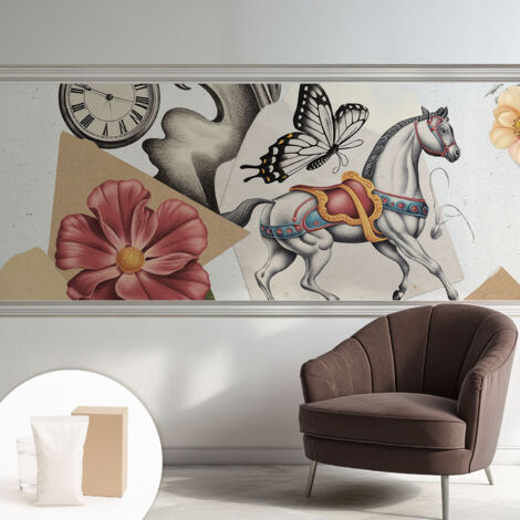 Papier peint intissé mural classique avec imprimé motifs décoratifs design élégant non‑tissé Fleurs vintage 250x104 cm (1/5)