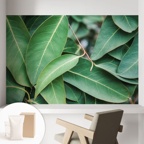 Papier peint intissé pour salon chambre à coucher peint imprimé Installation facile - Colle incluse gratuite Feuilles vertes 104x70 cm (1/5)