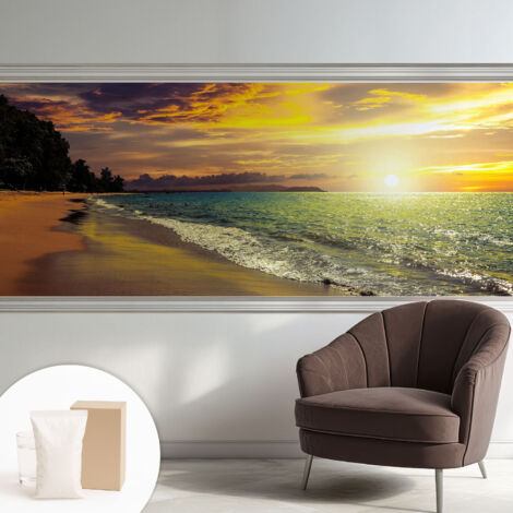 Papier peint avec colle pour décoration moderne de salon chambre à coucher cuisine et bureau Facile Plage au coucher du soleil 250x104 cm (1/5)