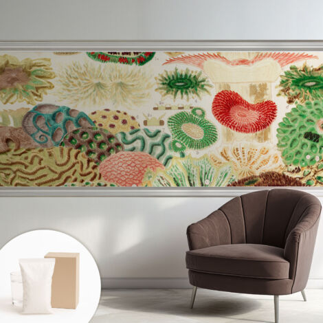 Papier peint intissé pour salon chambre à coucher peint imprimé Installation facile - Colle incluse gratuite Formes organiques 250x104 cm (1/5)