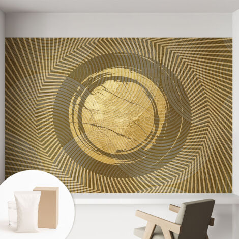 Papier peint intissé mural installation rapide du papier peint durable et résistante - Colle incluse gratuite Lignes rayonnantes 152x104 cm (1/5)