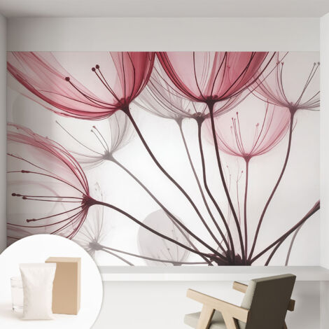 Papier peint intissé avec imprimé pour intérieur moderne application facile a motif - Colle incluse gratuite Silhouettes florales 152x104 cm (1/5)