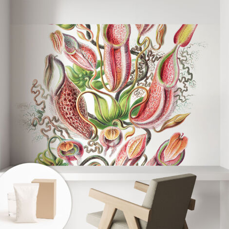 Papier peint intissé à motifs décoratifs pour salon chambre et bureau Décoration murale élégante avec colle Détails végétaux 104x70 cm (1/5)