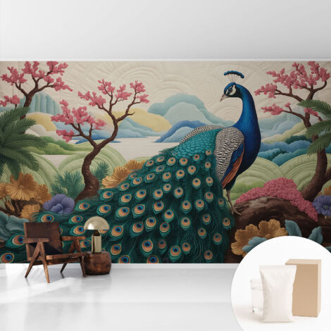 Papier peint intissé pour salon chambre à coucher peint imprimé pour mur - Colle incluse gratuite Beauté exotique 416x254 cm (1/5)