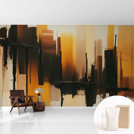 Papier peint intissé avec imprimé pour décoration intérieure pour rénovation a motif - Colle incluse gratuite Bandes verticales 416x254 cm (1/5)