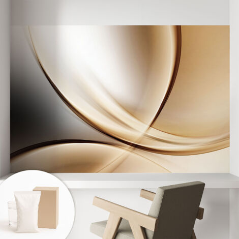 Papier peint intissé mural pour salon chambre à coucher tendance et originale - Colle incluse gratuite Lignes courbes 104x70 cm (1/5)