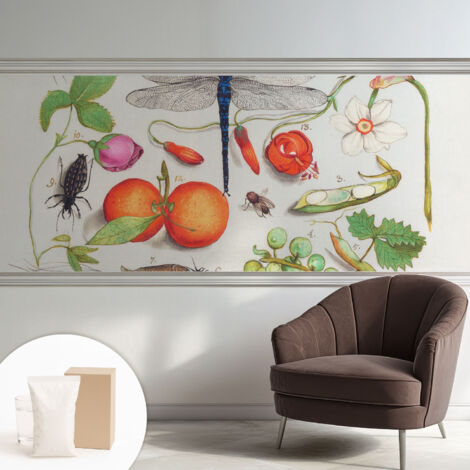 Papier peint intissé décoratif pour salon chambre et cuisine Facile à poser avec colle Illustration naturaliste 250x104 cm (1/5)