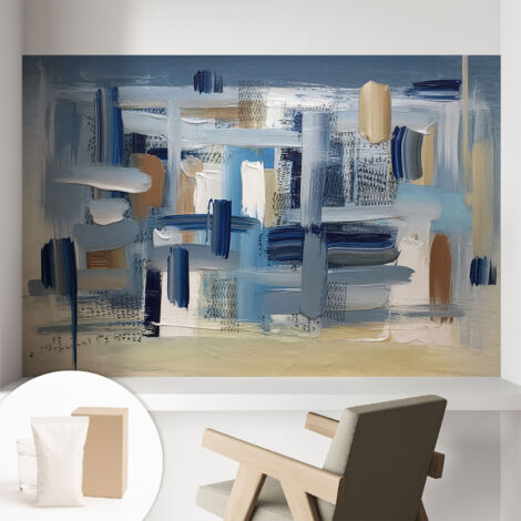 Papier peint intissé avec imprimé pour décoration intérieure pour rénovation a motif - Colle incluse gratuite Pinceaux abstraits 104x70 cm (1/5)
