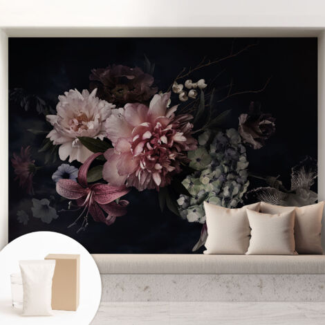 Papier peint intissé avec imprimé pour décoration intérieure pour rénovation a motif - Colle incluse gratuite Composition florale 208x146 cm (1/5)