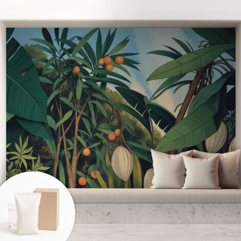 Papier peint intissé décoratif pour salon chambre et cuisine Facile à poser avec colle Jungle tropicale 208x146 cm (1/5)