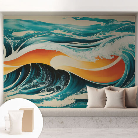 Papier peint intissé classique moderne pour salon et chambre à coucher Décoration rapide avec colle Vagues abstraites 208x146 cm (1/5)