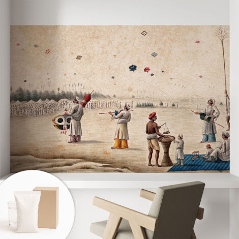 Papier peint intissé mural avec imprimé motifs uniques apparence moderne - Colle incluse gratuite Cerfs-volants s'élevant 104x70 cm (1/5)