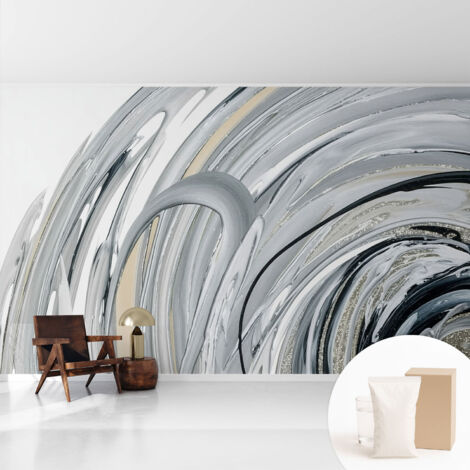 Papier peint intissé avec imprimé pour décoration intérieure pour rénovation a motif - Colle incluse gratuite Marbre abstrait 416x254 cm (1/5)