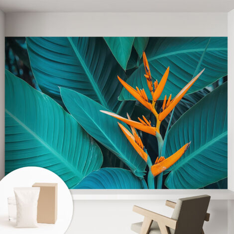 Papier peint intissé classique moderne pour salon et chambre à coucher Décoration rapide avec colle Fleurs feuillues 152x104 cm (1/5)