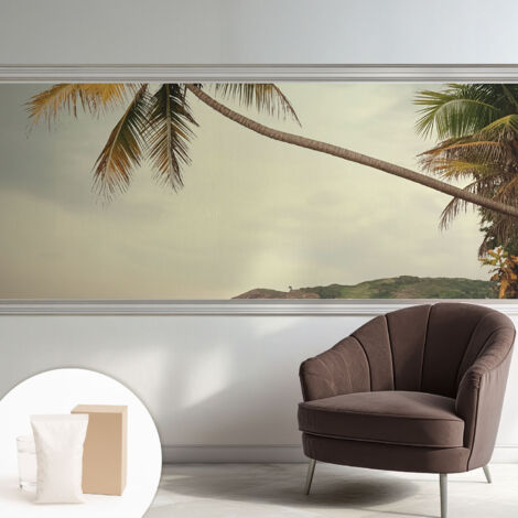Papier peint intissé mural classique avec imprimé motifs décoratifs design élégant non‑tissé Paysage tropical 250x104 cm (1/5)