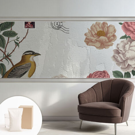Papier peint intissé mural classique avec imprimé motifs décoratifs design élégant non‑tissé Fleurs vintage 250x104 cm (1/5)