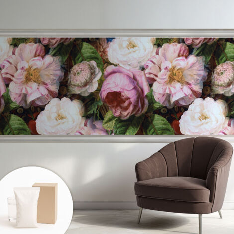 Papier peint intissé avec imprimé pour décoration intérieure pour rénovation a motif - Colle incluse gratuite Élégance florale 250x104 cm (1/5)