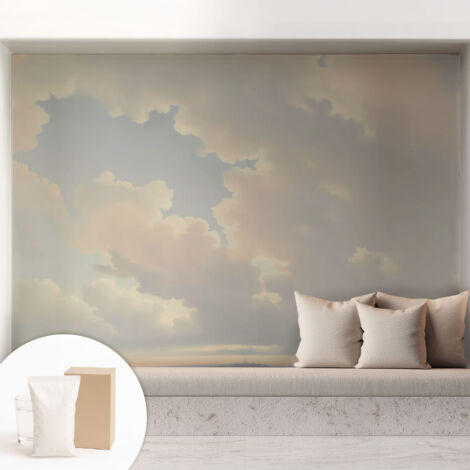 Papier peint intissé avec imprimé pour décoration intérieure pour rénovation a motif - Colle incluse gratuite Ciel pastel 208x146 cm (1/5)