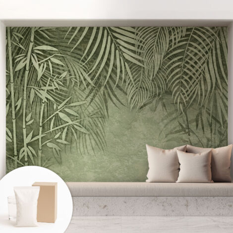 Papier peint intissé décoratif pour salon chambre et cuisine Facile à poser avec colle Paradis de bambous 208x146 cm (1/5)