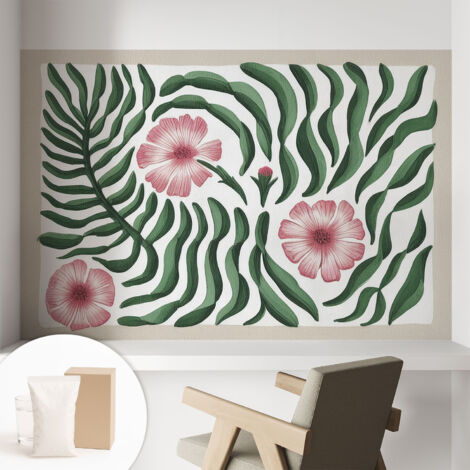 Papier peint intissé décoratif pour chambre et salon Design moderne à poser facilement - Colle incluse gratuite Fleurs et feuilles 104x70 cm (1/5)