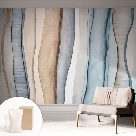 Papier peint intissé décoratif avec motifs pour salon et chambre a motif - Colle incluse gratuite Rayures abstraites 312x219 cm (1/5)