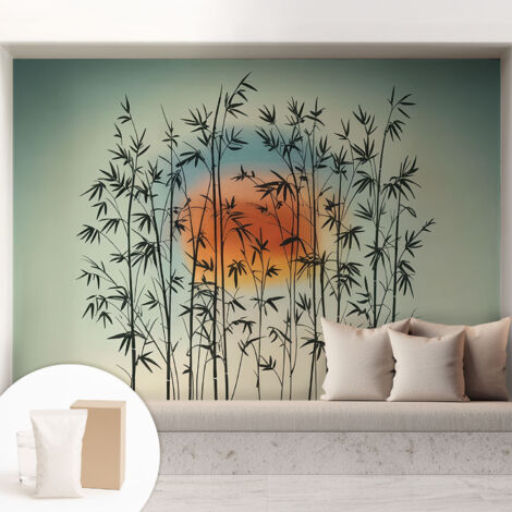 Papier peint intissé décoratif pour salon chambre et cuisine Facile à poser avec colle Coucher de soleil harmonieux 208x146 cm (1/5)