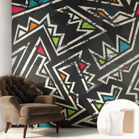 Papier peint intissé décoratif pour salon chambre et cuisine Facile à poser avec colle Géométrie énergique 250x250 cm (1/5)